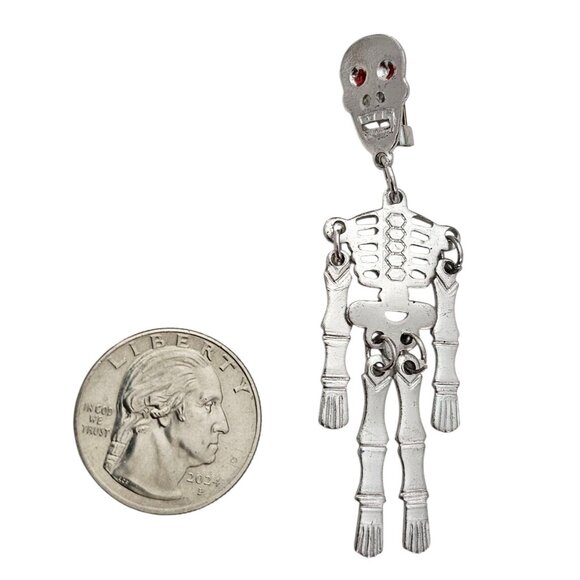 Silver Tone Articulated Vintage Aluminum Skeleton Pin - Picture 4 of 5